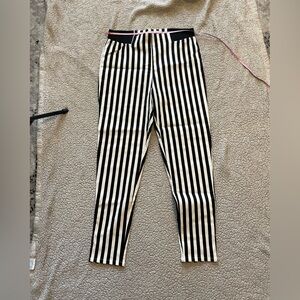 Junkfood vertical black and white stripe cigarette pants size large